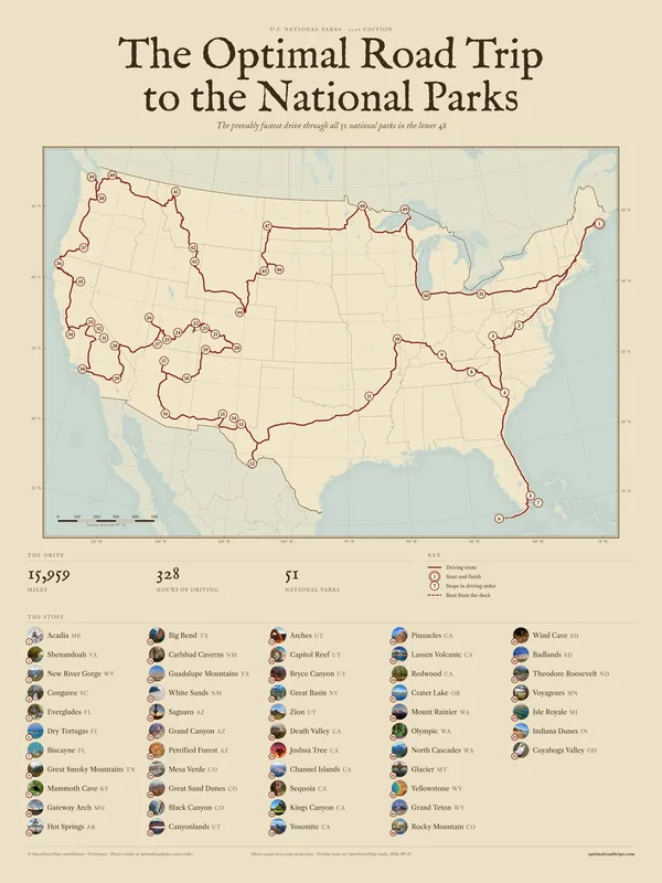 The 2026 U.S. National Parks poster in the Atlas style