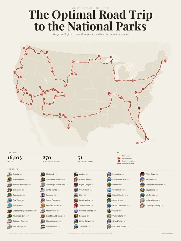 2026 U.S. National Parks poster in Paper, 18 x 24 in